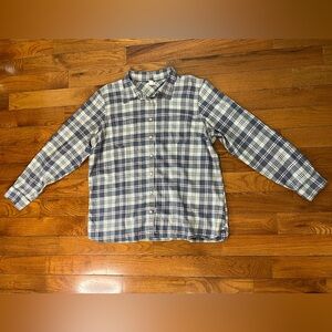 L.L.Bean Blue Plaid Flannel Shirt Men’s XL Button Front Cotton Classic Outdoors